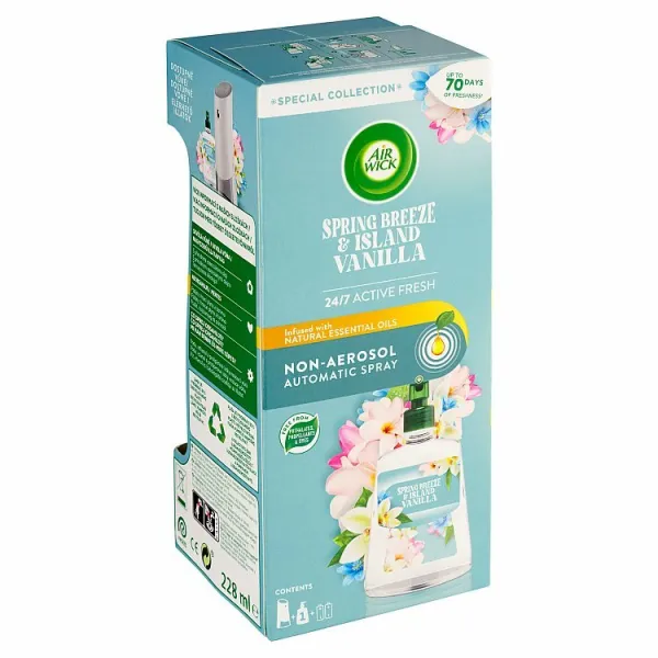 Air Wick Active Fresh Automatický difuzér a náplň na vodnej báze jarný vánok a vanilka 228 ml