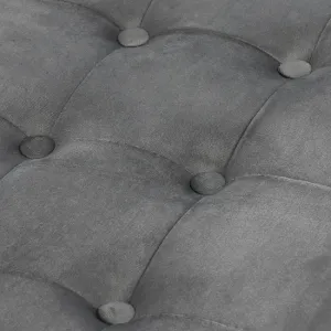 XL skladací puf s gombíkmi - 60x38x38cm zamatová sivá 9999