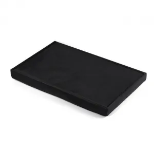 XL skladací puf s gombíkmi - 60x38x38cm zamatová čierna 9999