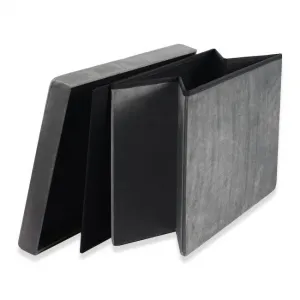 XL skladací puf s gombíkmi - 60x38x38cm zamatová sivá 9999