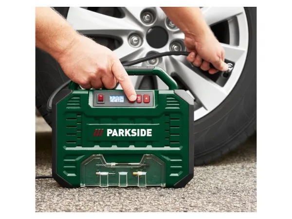 Parkside® Prenosný kompresor s digitálnym zobrazením 12 V/230 V PMK 150 A1