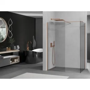 MEXEN/S - Kyoto Sprchová zástena WALK-IN 105 x 80, transparent, meď kartáčovaná 800-105-202-65-00-080