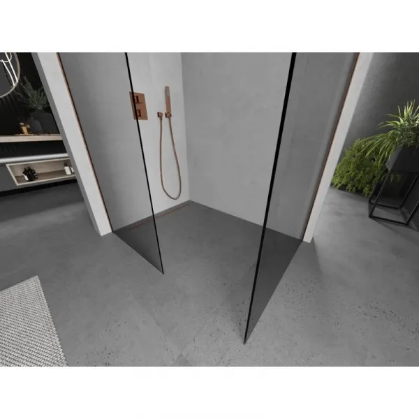 MEXEN/S - Kyoto Sprchová zástena WALK-IN 105 x 80, transparent, meď kartáčovaná 800-105-202-65-00-080