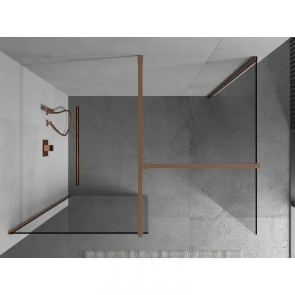 MEXEN/S - Kioto Sprchová zástena WALK-IN 80 x 75, transparent, meď kartáčovaná 800-080-202-65-00-075