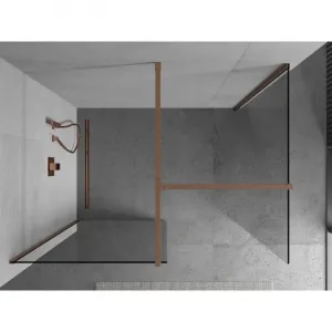 MEXEN/S - Kioto Sprchová zástena WALK-IN 80 x 75, transparent, meď kartáčovaná 800-080-202-65-00-075
