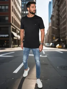 Trendy tričko s krátkym rukávom pre pánov čierne