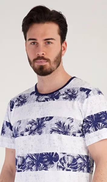 Tmavomodré krátke pánske pyžamo Hawaii
