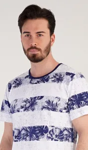 Tmavomodré krátke pánske pyžamo Hawaii