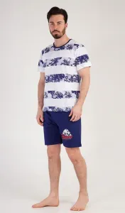 Tmavomodré krátke pánske pyžamo Hawaii