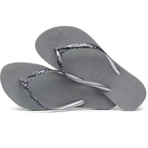 HAVAIANAS SLIM GLITTER II Dámske žabky, sivá, veľkosť 43/44