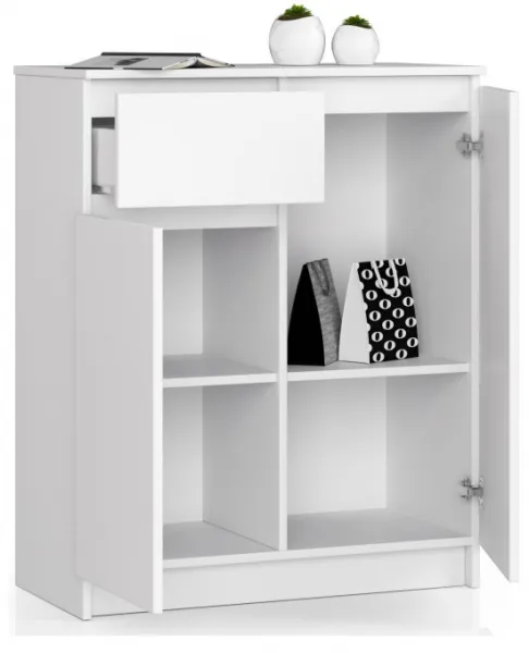 Ak furniture Komoda Kiara 80 cm 2 skrinky a 1 zásuvka biela