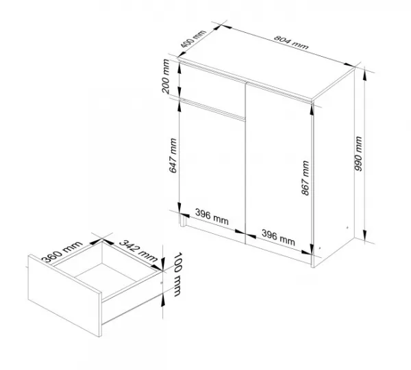 Ak furniture Komoda Kiara 80 cm 2 skrinky a 1 zásuvka biela/sivá