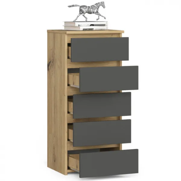 Ak furniture Komoda CL5 40 cm dub artisan/grafitově šedá