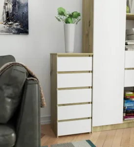 Ak furniture Komoda CL5 40 cm dub artisan/bílá