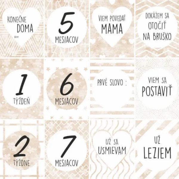 Míľnikové kartičky na fotenie - Béžové