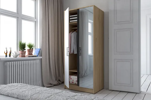 Szynaka Šatní skříň Moet 70 84 cm ořech americký Jackson/bílá/grafit