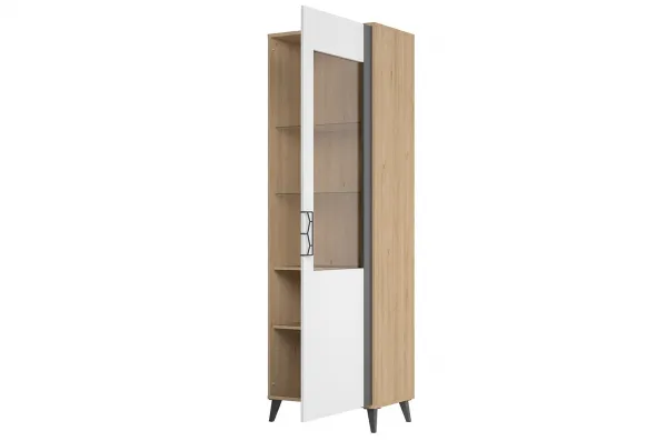 Szynaka Vitrína Moet 10 65 cm pravá ořech americký Jackson/bílý/grafit