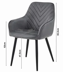 Stolička NANA - tmavomodrý zamat / čierne nohy x 2 9401 71 00 00