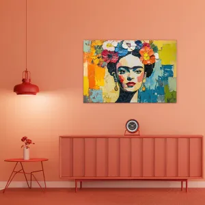 Drevený obraz - Frida Kahlo vo farbách