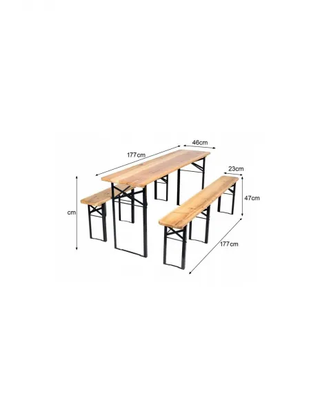 GARDEN-PRO Záhradný pivný set 177x46 s lavičkami - hnedá farba