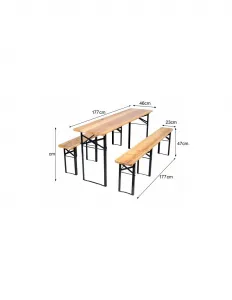 GARDEN-PRO Záhradný pivný set 177x46 s lavičkami - hnedá farba
