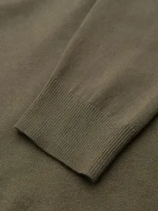 Jedinečný sveter so zipsom - pre pánov- olivový