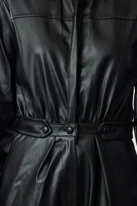 Trendyol Limited Edition Black Faux Leather Woven Jumpsuit