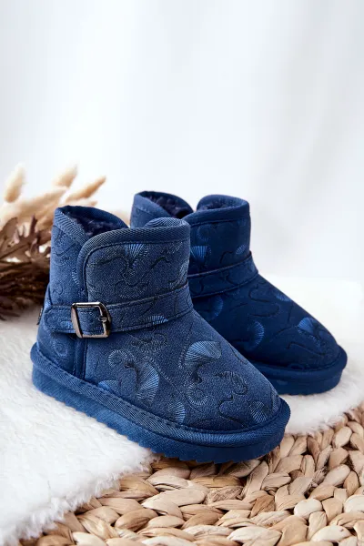 PA1 Detské topánky Snehové topánky s kožušinou Navy Blue Coffee
