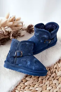 PA1 Detské topánky Snehové topánky s kožušinou Navy Blue Coffee