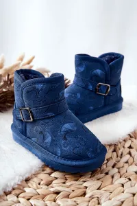 PA1 Detské topánky Snehové topánky s kožušinou Navy Blue Coffee