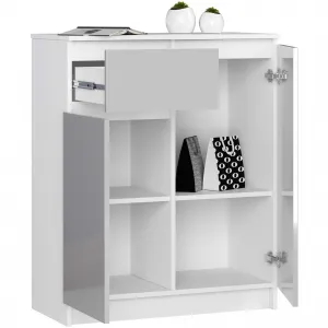 Ak furniture Komoda Kiara 80 cm 2 skrinky a 1 zásuvka biela/sivá