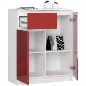 Ak furniture Komoda Kiara 80 cm 2 skrinky a 1 zásuvka biela/červená