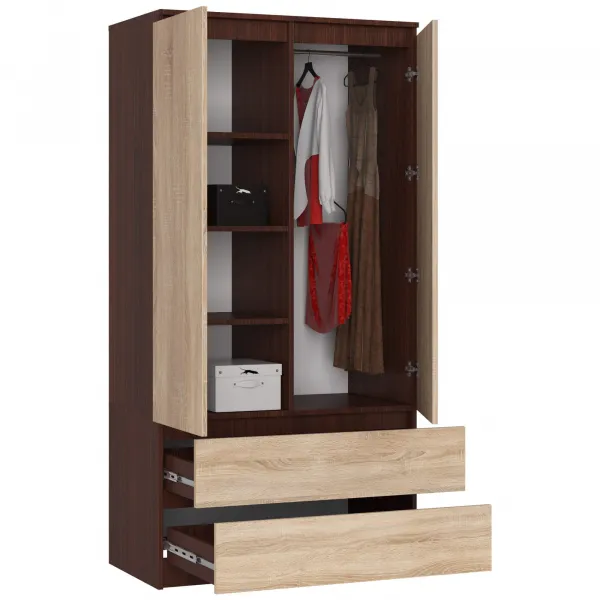 Ak furniture Šatníková skriňa Star 90 cm wenge/dub sonoma