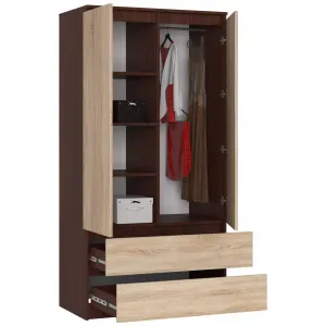 Ak furniture Šatníková skriňa Star 90 cm wenge/dub sonoma
