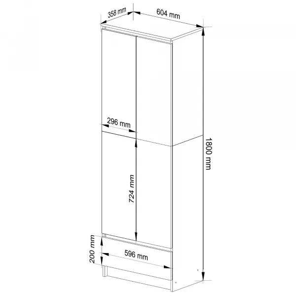 Uzavretý regál R60 2D 1SZ CLP dub sonoma