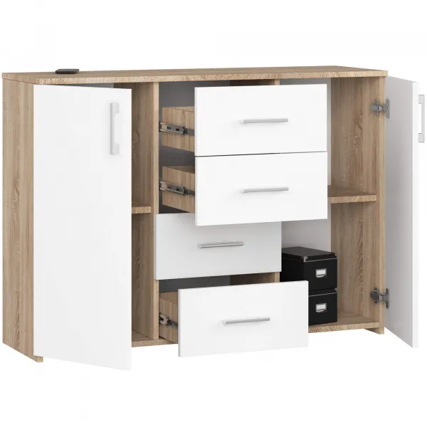 Ak furniture Komoda Torvi K 110 cm dub sonoma/biela