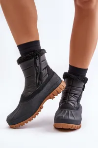 Lee Cooper Women's Fur Insulated Snow Boots LCJ-24-44-2866 Black