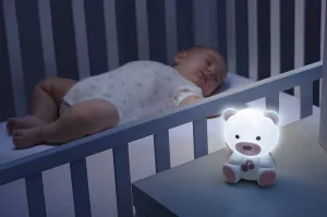 CHICCO Svetielko nočné hudobné Macko ružové 0m+