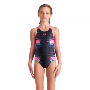 Dievčenské plavecké jednodielne plavky ARENA GIRLS RHYTHM SWIMSUIT V BACK L