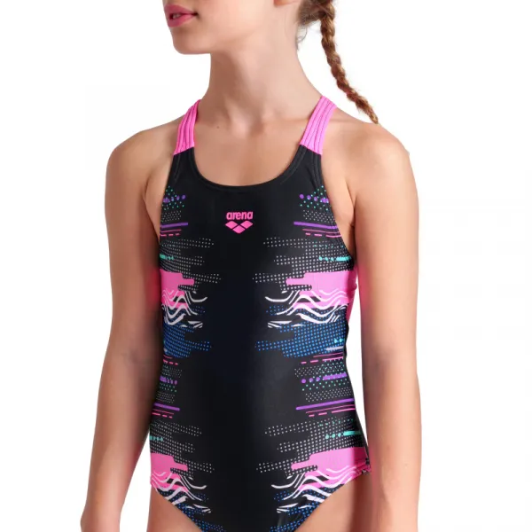 Dievčenské plavecké jednodielne plavky ARENA GIRLS RHYTHM SWIMSUIT V BACK L