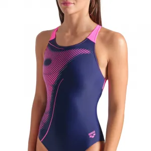 Dámske plavecké jednodielne plavky ARENA WOMENS BRIGHT GLARE SWIMSUIT V BACK