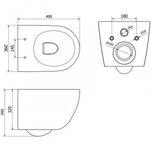 MEXEN/S - Lena Závesná WC misa Rimless Tornado vrátane sedátka s slow slim, duroplast, biela lesk 30220500T