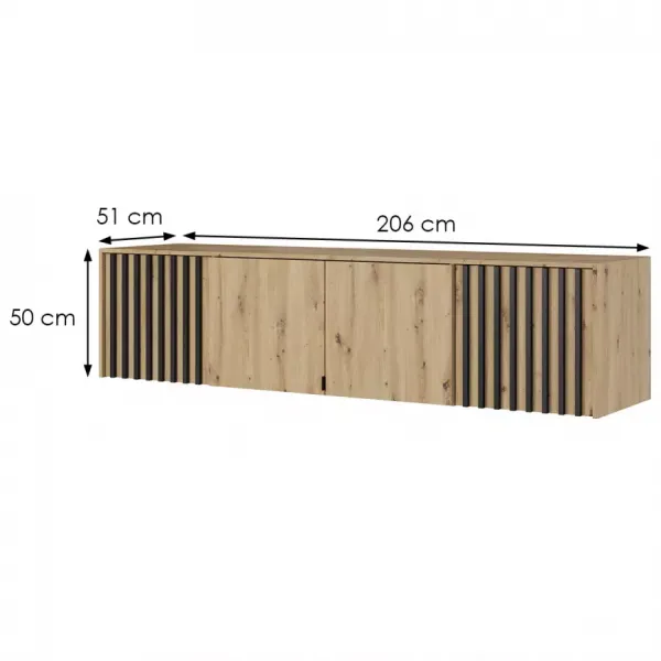 Piaski Nástavec na skriňu Nelly 206 cm dub artisan/čierny