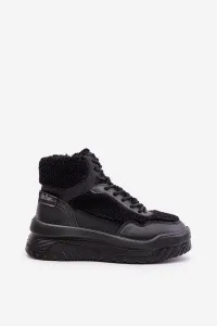Women's platform sneakers with sheepskin Lee Cooper Black