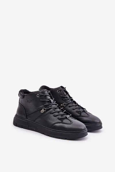 Leather insulated ankle sneakers men's Lee Cooper black