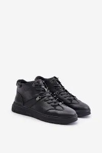 Leather insulated ankle sneakers men's Lee Cooper black