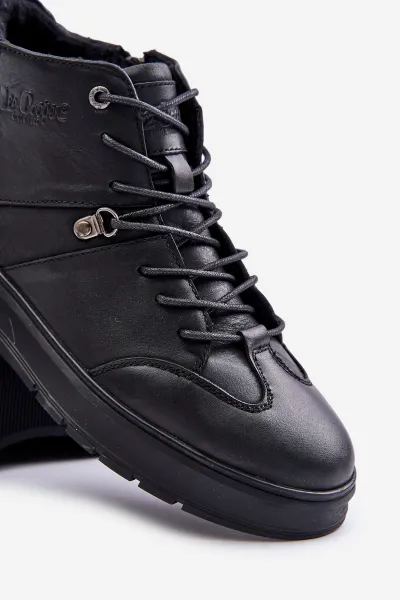 Leather insulated ankle sneakers men's Lee Cooper black