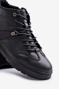 Leather insulated ankle sneakers men's Lee Cooper black
