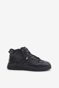Leather insulated ankle sneakers men's Lee Cooper black