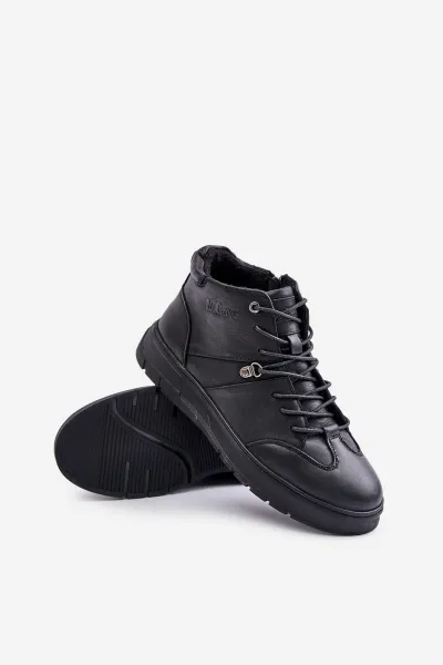 Leather insulated ankle sneakers men's Lee Cooper black